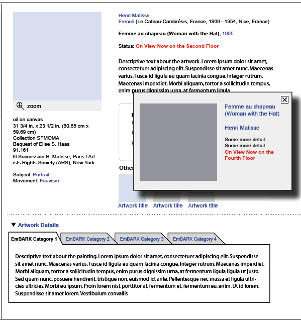 Fig 3: Detail of Artwork Detail Page schematic 